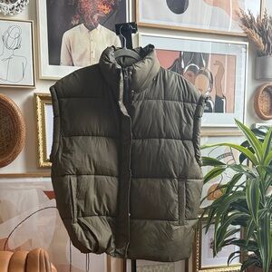 Olive Green Puffer Vest for Women